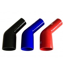 Réducteur silicone coudé 45° Ø51→60 mm longueur 150 mm VMQ 4 plis polyester