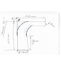  Réducteur 90° Diamètre 38-58mm Longueur 160mm silicone