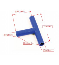 Manchon T silicone 3 voies - diamètre intérieur 25 mm - branches 100 × 200 mm