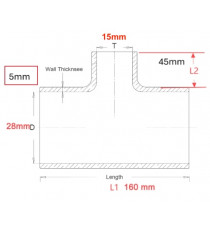 Durite de Chauffage Silicone Mercedes Citaro - T de Dérivation D28/15/28mm L160mm - Équivalent OEM A0029977274
