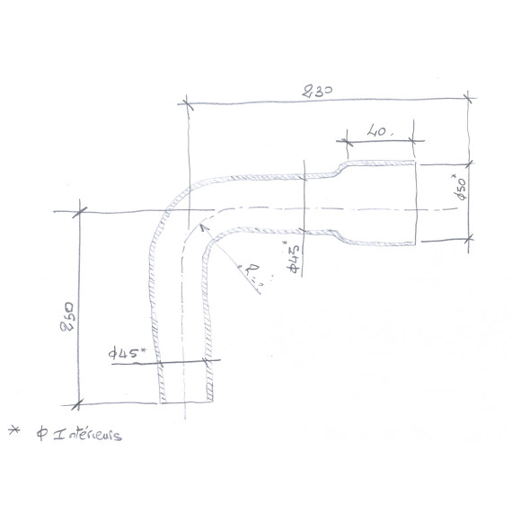 Durite Silicone Coude 90° Ø45/50mm - 250X230mm - 4 Plis Renforcé VMQ