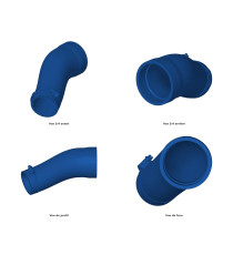 Durite selon plan "CONDUIT 1" VMQ + couche intérieure FVMQ / Renfort polyester, 5 plis (épaisseur 6 mm), sans logo