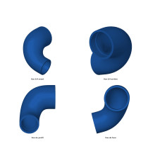 Durite selon plan "CONDUIT 2" VMQ + couche intérieure FVMQ / Renfort polyester, 5 plis (épaisseur 6 mm), sans logo