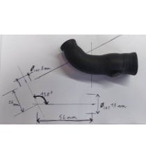 Coude 45° réducteur 8-13mm Lg 24x56mm silicone VMQ / polyester 3 plis 4mm coloris noir