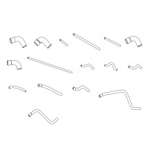 Kit 16 durites silicone refroidissement eau MASERATI 222 Coupé E 2.8 Biturbo - colliers inox inclus - Noir Mat