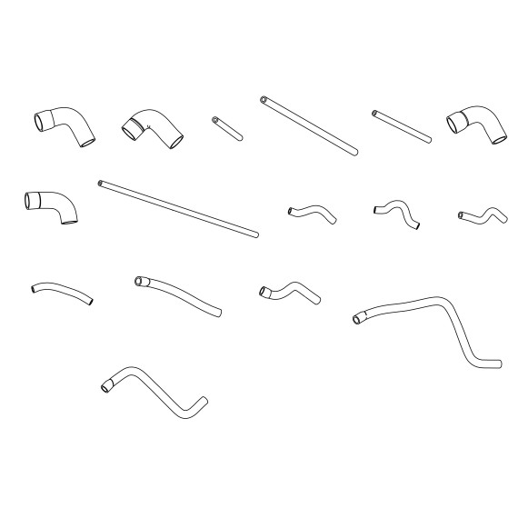 Kit 16 durites silicone refroidissement eau MASERATI 222 Coupé E 2.8 Biturbo - colliers inox inclus - Noir Mat