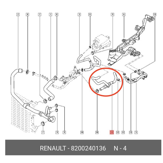 Durite silicone REDOX sur modèle RENAULT OEM 8200240136