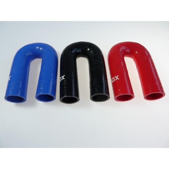 Coude silicone 180° Ø30 mm longueur débouchant 100 mm VMQ 3 plis polyester